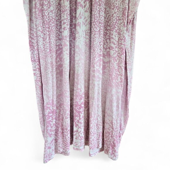 Ellen Tracy Pink & White Animal Print V-Neck Caftan Dress 2X Lounge Wear - Picture 4 of 9